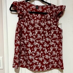 SHEIN M Floral Red Sleeveless Women's Top